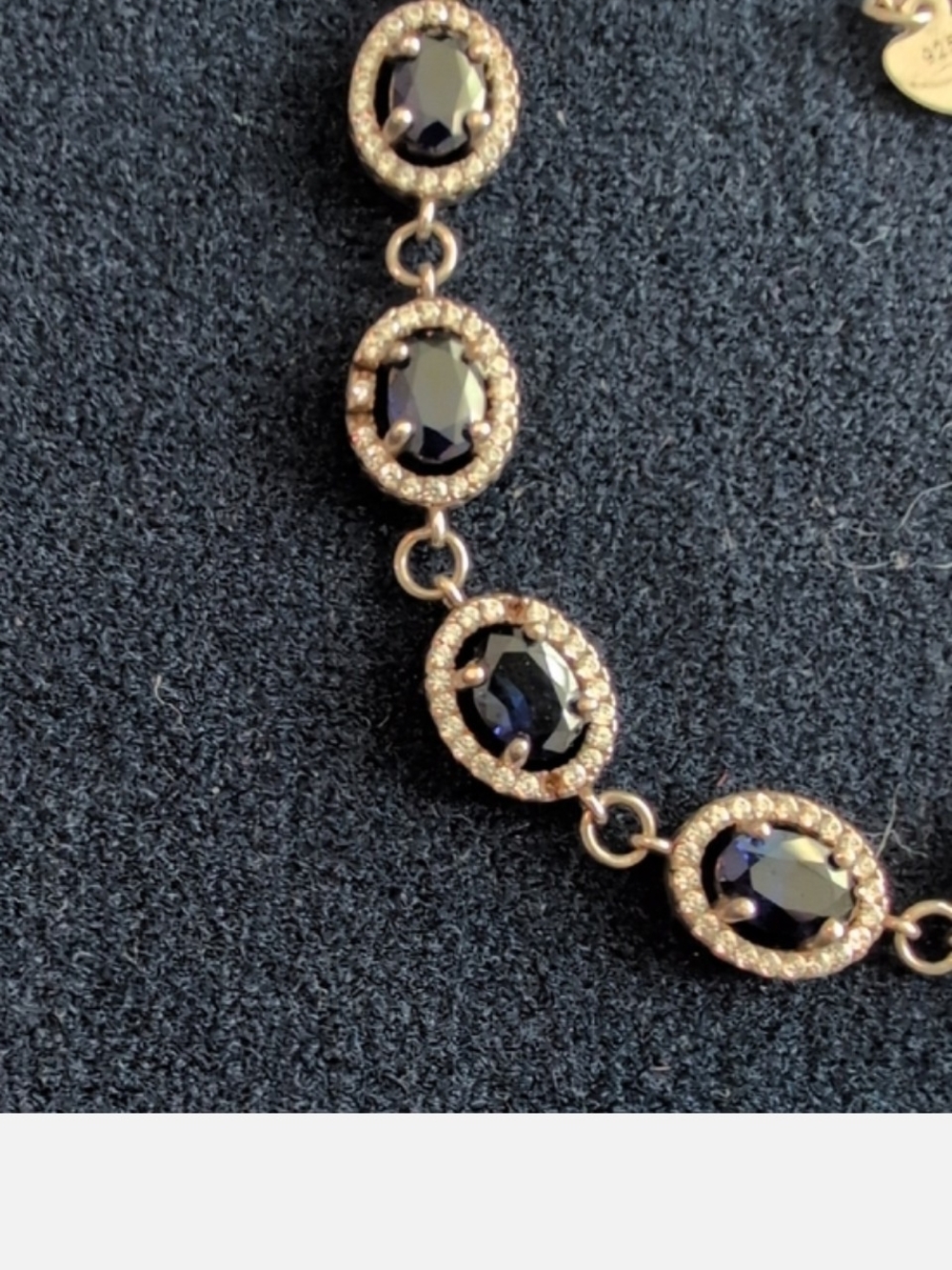 BLUE Sapphire Tennis Bracelet 925 Sterling Silver Bracelet Diamond Chip - Picture 10 of 16